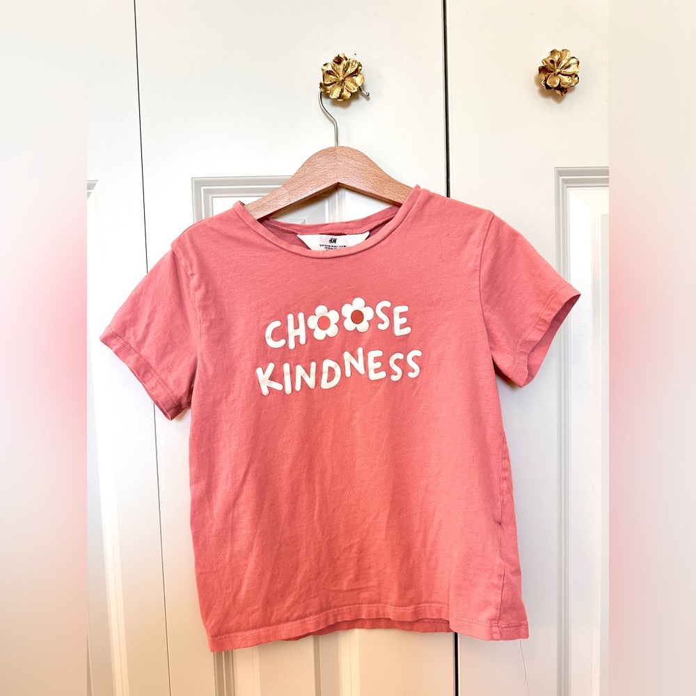 H&M Girls T-Shirt “Choose Kindness” 6x/7 Pink
